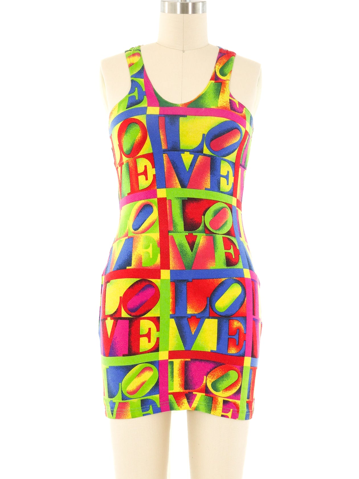 1991 Gianni Versace Love Printed Mini Dress 1991 Gianni Versace Love Printed Mini Dress