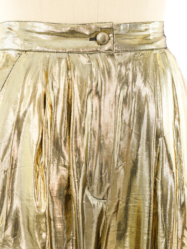 Metallic Gold Lame Pants Bottom arcadeshops.com