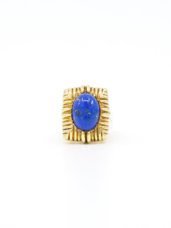 18k Basket Weave Lapis Cabochon Ring Fine Jewelry arcadeshops.com