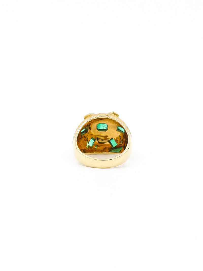 Emerald Studded Textured Dome Ring Fine Jewelry arcadeshops.com