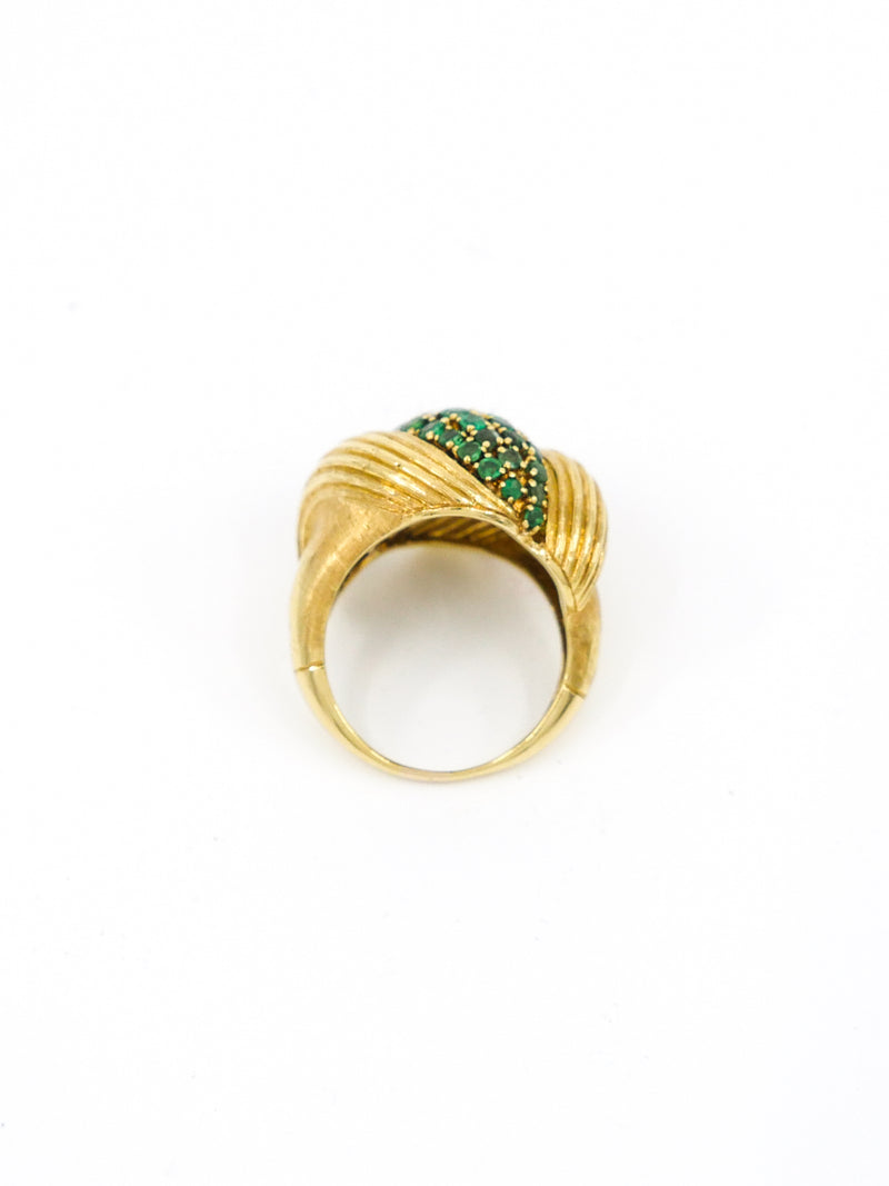 18k Emerald Set Fluted Dome Cocktail Ring Fine Jewelry arcadeshops.com