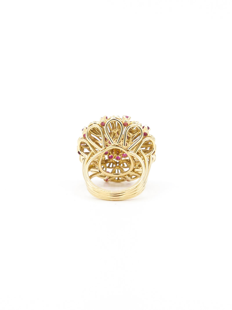 Ruby and Diamond Flower Ring Fine Jewelry arcadeshops.com