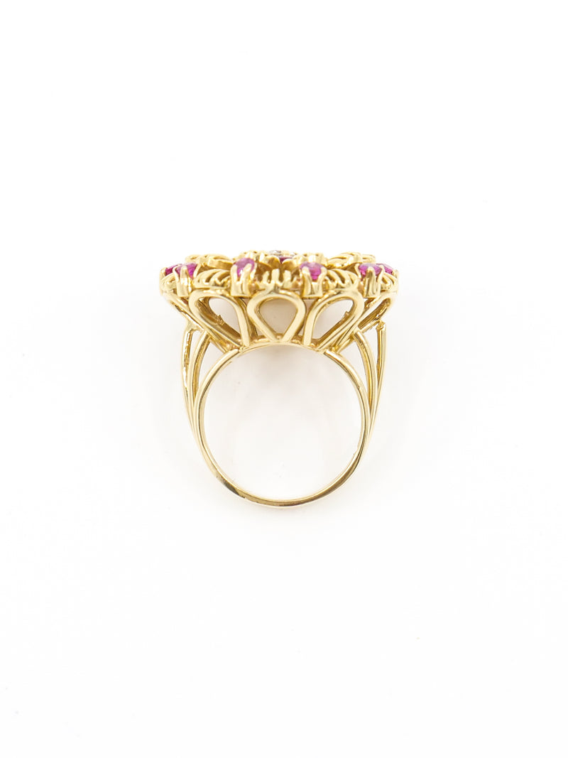 Ruby and Diamond Flower Ring Fine Jewelry arcadeshops.com