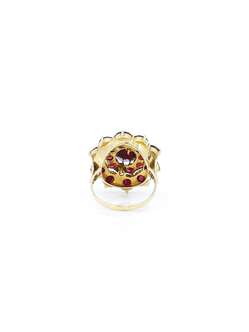 Rose Cut Garnet Flower Ring Fine Jewelry arcadeshops.com