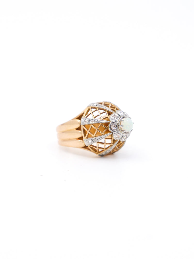 14k Lattice Dome Ring with Opal and Diamonds Fine Jewelry arcadeshops.com