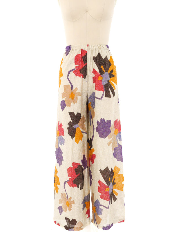 Graphic Floral Lurex Pants Bottom arcadeshops.com