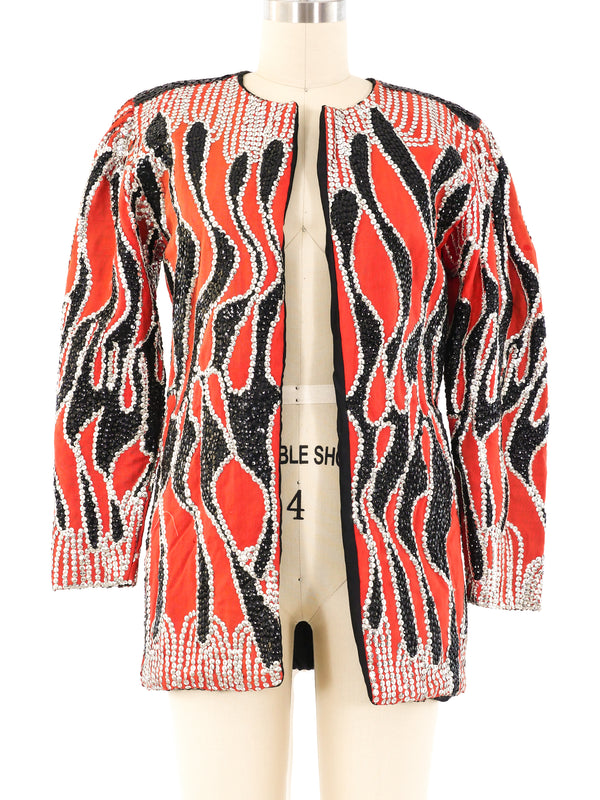 Sequin Embellished Flame Jacket Jacket arcadeshops.com