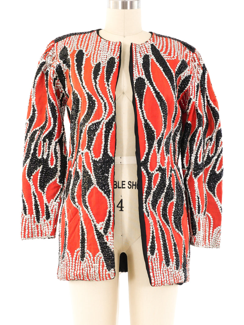 Sequin Embellished Flame Jacket Jacket arcadeshops.com