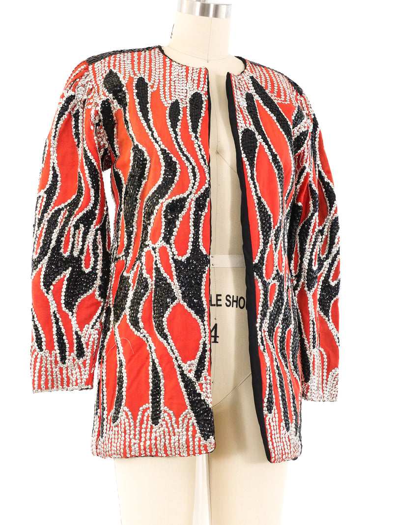 Sequin Embellished Flame Jacket Jacket arcadeshops.com