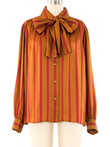Yves Saint Laurent Striped Silk Shirt Top arcadeshops.com