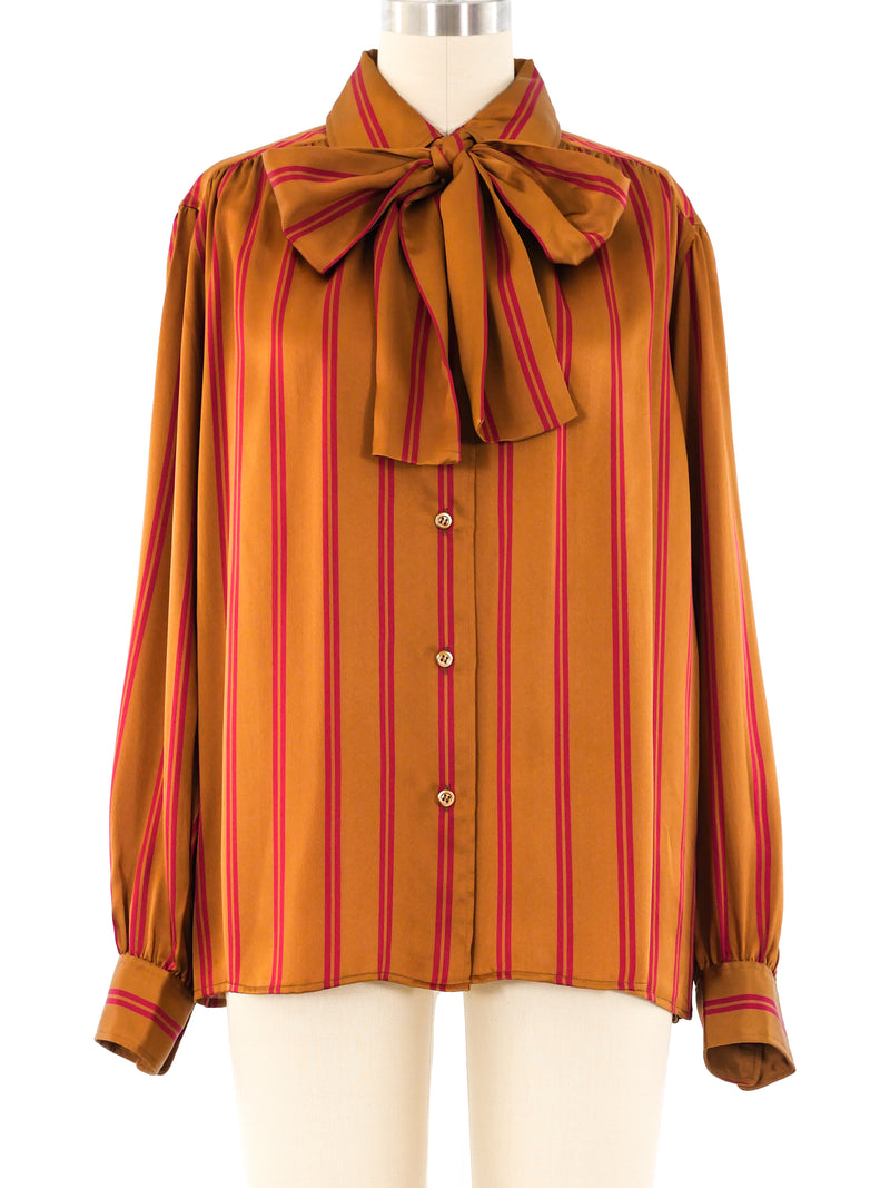 Yves Saint Laurent Striped Silk Shirt Top arcadeshops.com