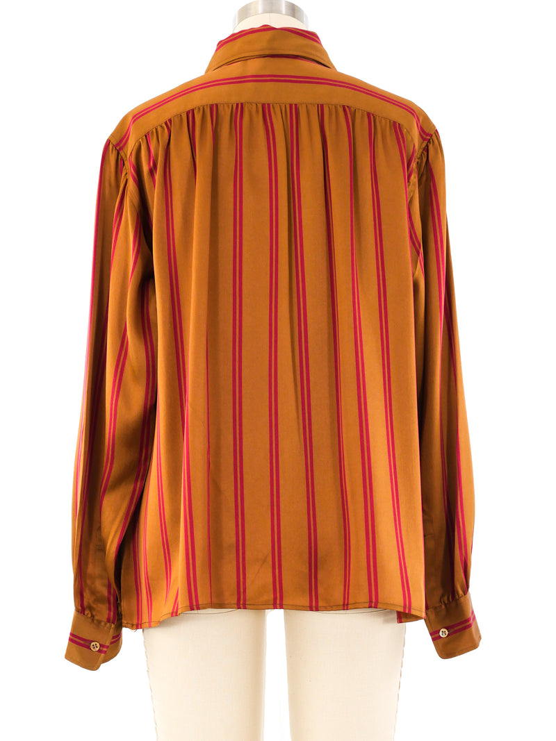 Yves Saint Laurent Striped Silk Shirt Top arcadeshops.com