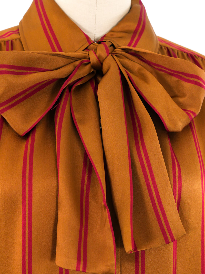 Yves Saint Laurent Striped Silk Shirt Top arcadeshops.com