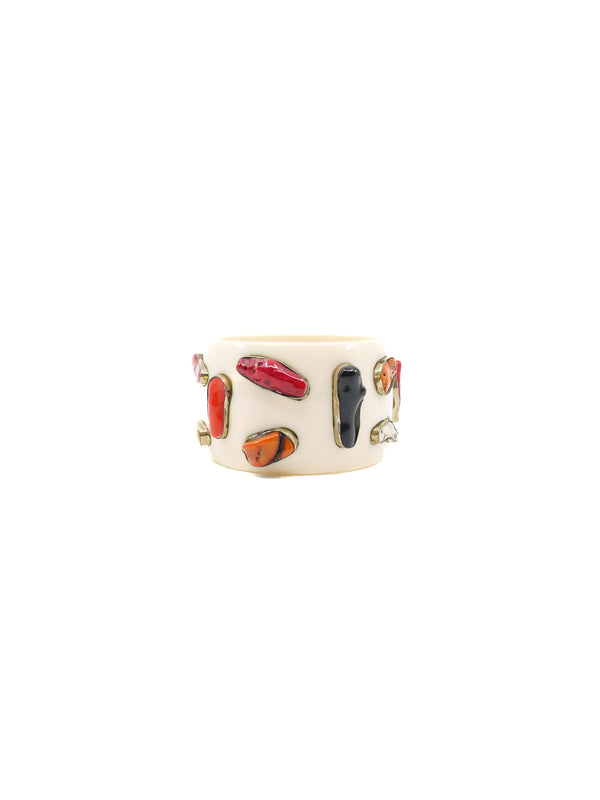 Coral Studded Ivory Resin Bangle Accessory arcadeshops.com