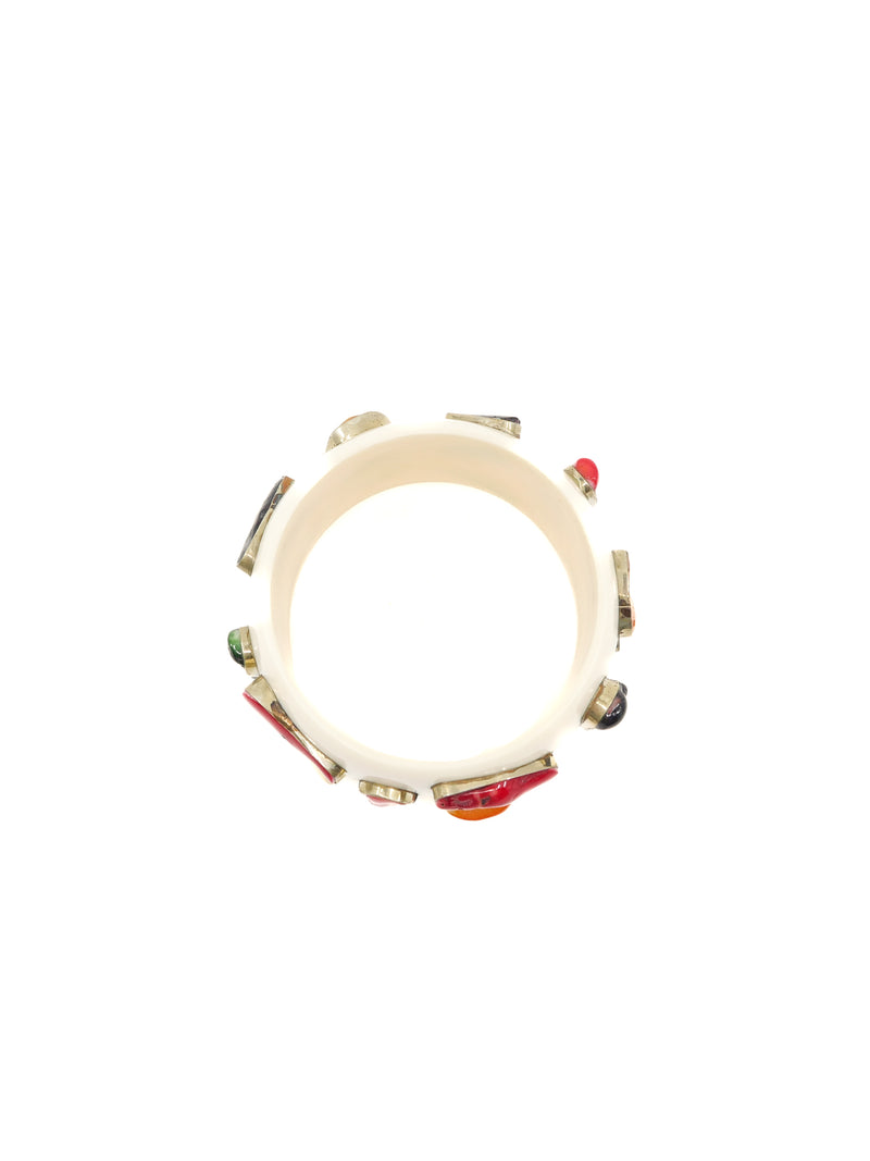 Coral Studded Ivory Resin Bangle Accessory arcadeshops.com