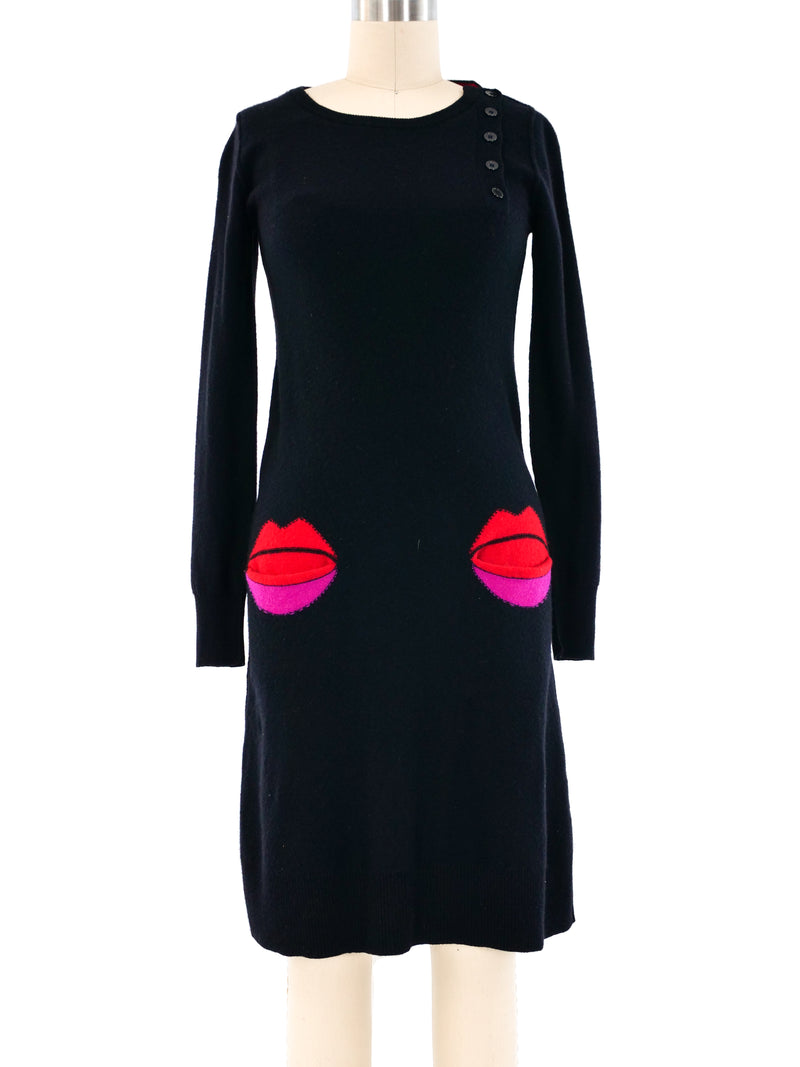 Sonia Rykiel Lip Motif Knit Sweater Dress Dress arcadeshops.com