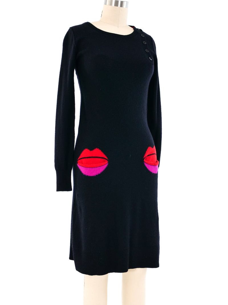 Sonia Rykiel Lip Motif Knit Sweater Dress Dress arcadeshops.com
