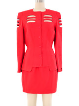 Thierry Mugler Red Cutout Skirt Suit Suit arcadeshops.com