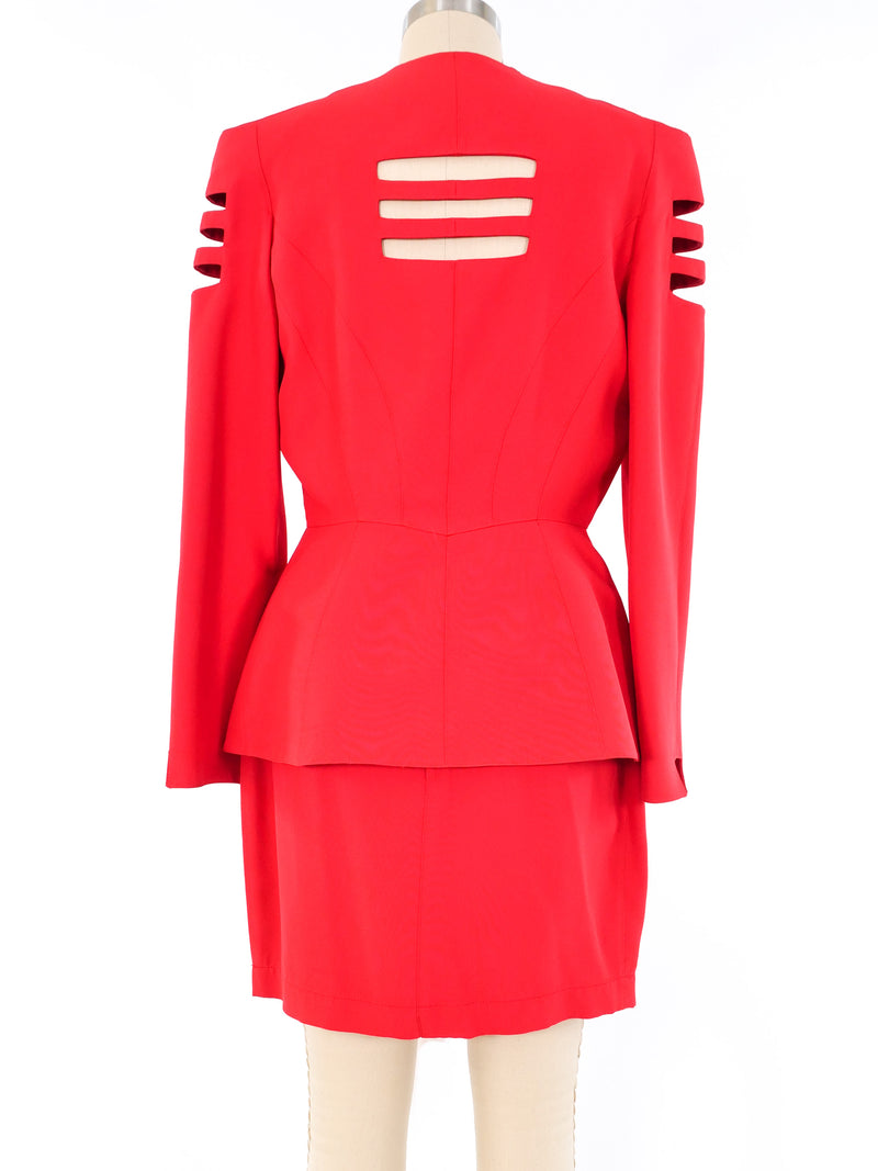 Thierry Mugler Red Cutout Skirt Suit Suit arcadeshops.com