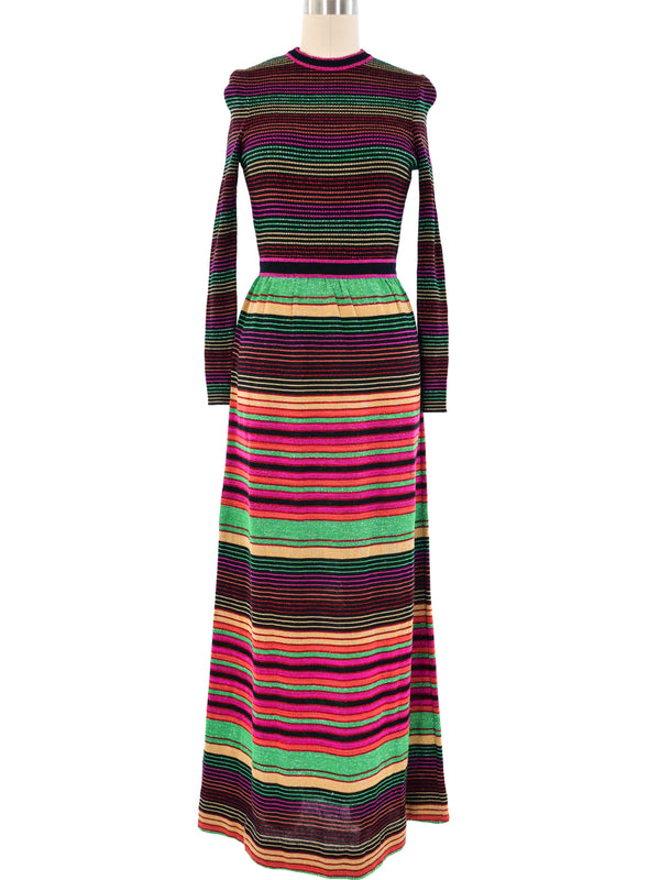 Metallic Striped Rib Knit Maxi Dress Dress arcadeshops.com
