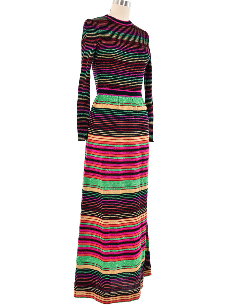Metallic Striped Rib Knit Maxi Dress Dress arcadeshops.com