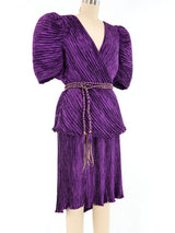 Mary McFadden Violet Plisse Skirt Ensemble Suit arcadeshops.com