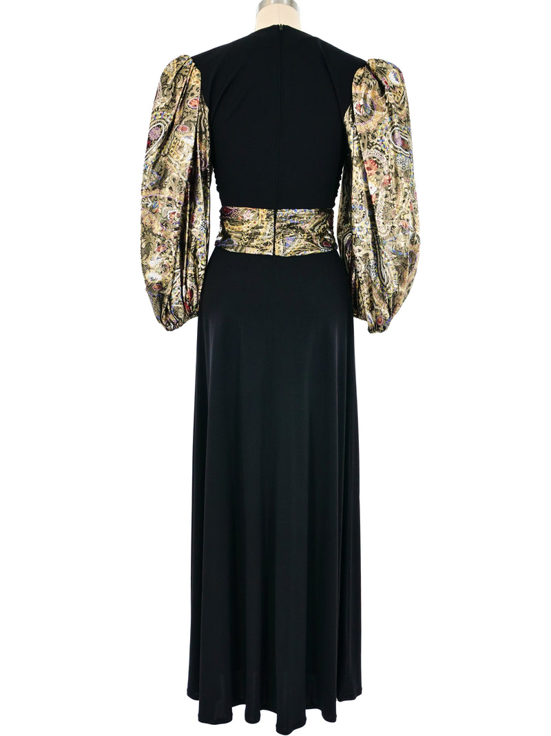 Leonard Paris Brocade Puff Sleeve Gown Dress arcadeshops.com