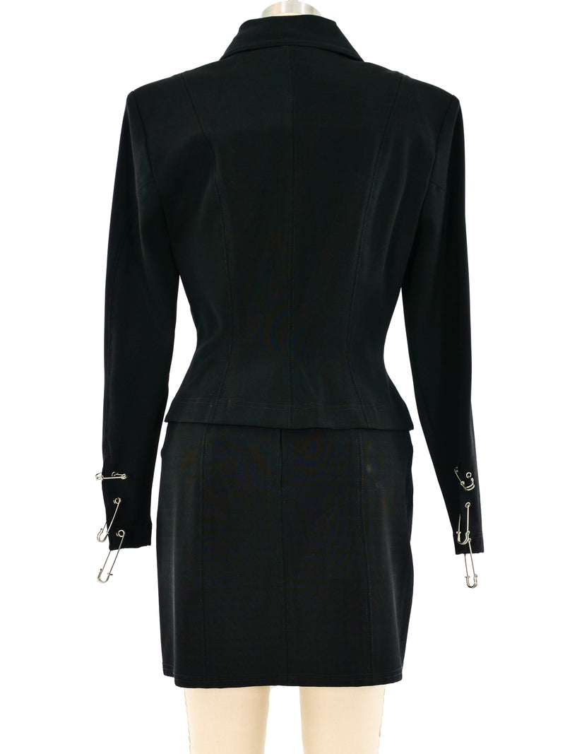 Safety Pin Embellished Skirt Ensemble Suit arcadeshops.com