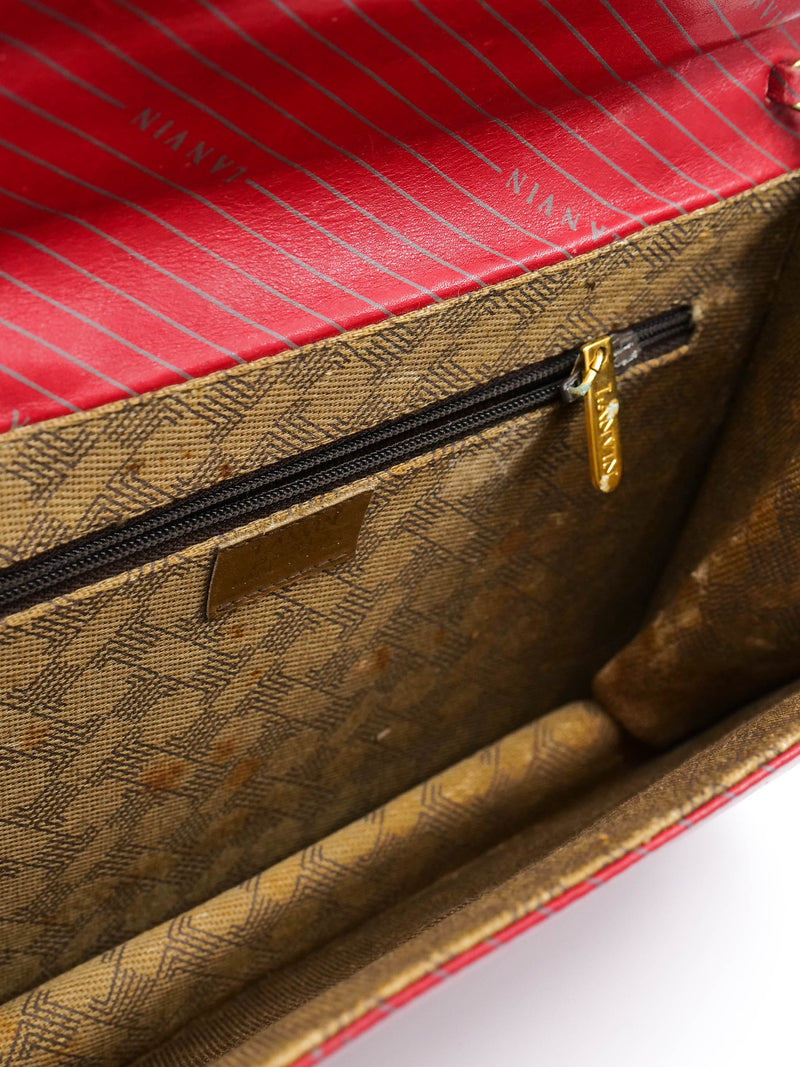 Lanvin Logo Printed Leather Envelope Clutch Accessory arcadeshops.com