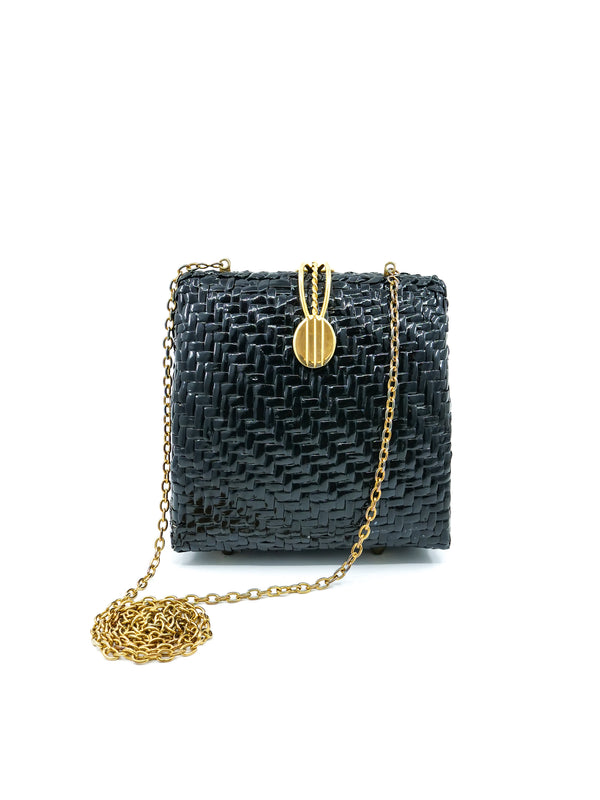 Black Wicker Shoulder Bag Accessory arcadeshops.com