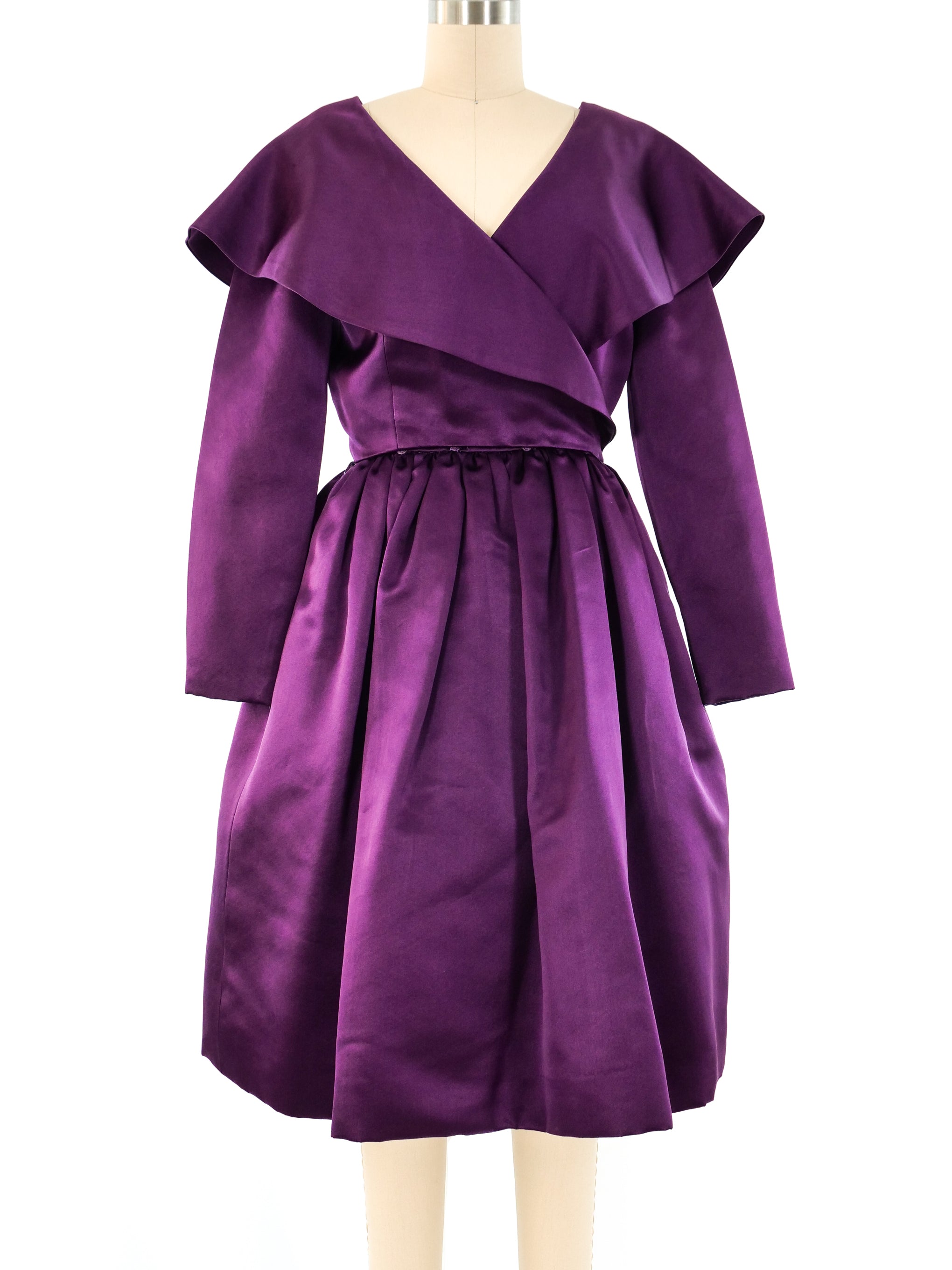 Oscar de la Renta Plum Satin Coat Dress