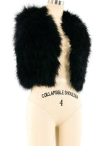 Cropped Black Marabou Feather Vest Jacket arcadeshops.com