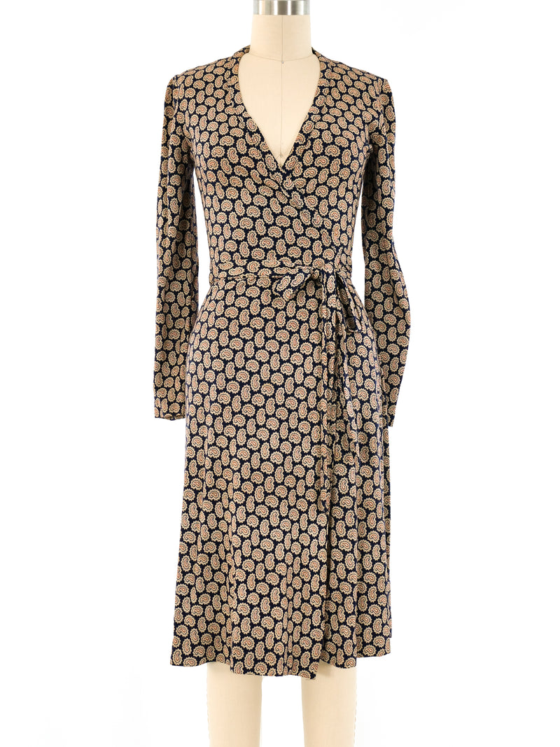 Paisley Printed Jersey Wrap Dress Dress arcadeshops.com