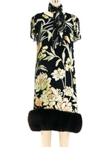 Pauline Trigere Fur Trimmed Flocked Velvet Dress Dress arcadeshops.com