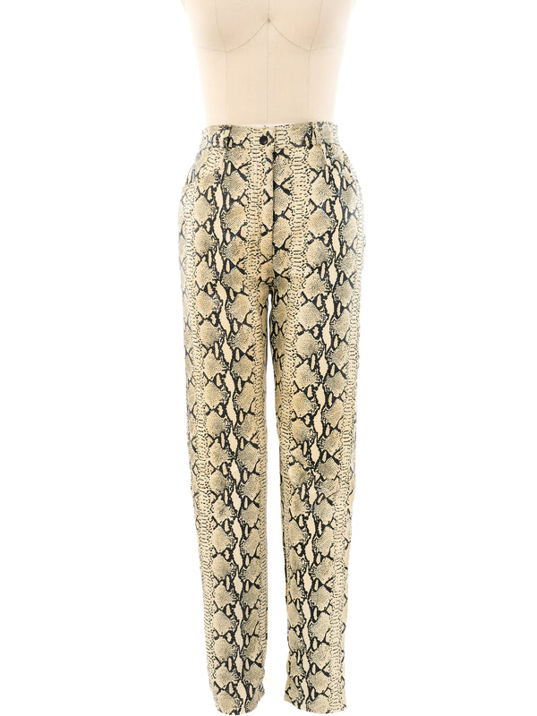 Snakeskin Printed Leather Pants Bottom arcadeshops.com