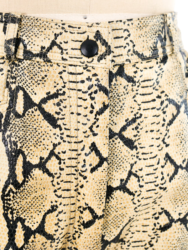 Snakeskin Printed Leather Pants Bottom arcadeshops.com