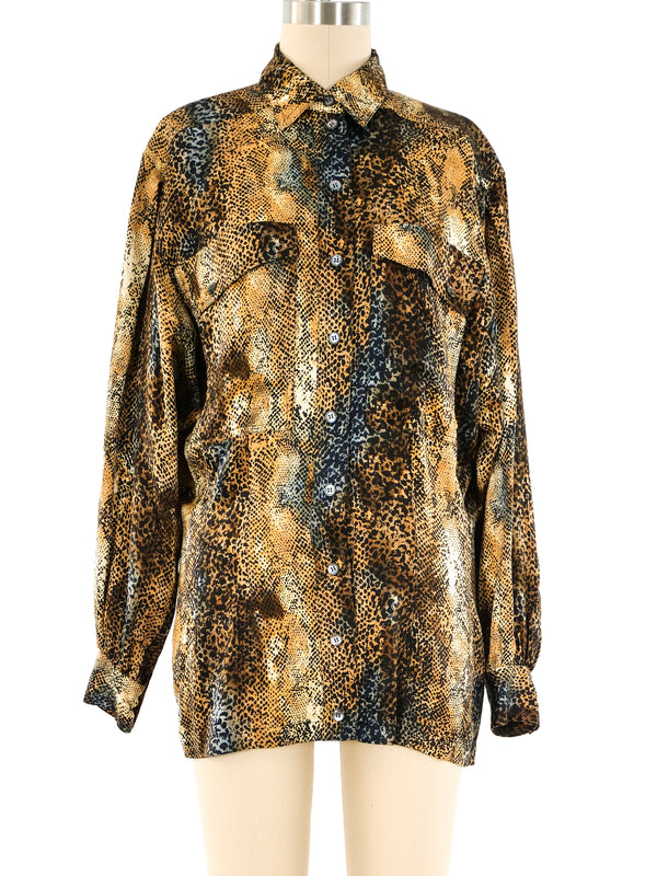 Escada Animal Printed Silk Blouse Top arcadeshops.com