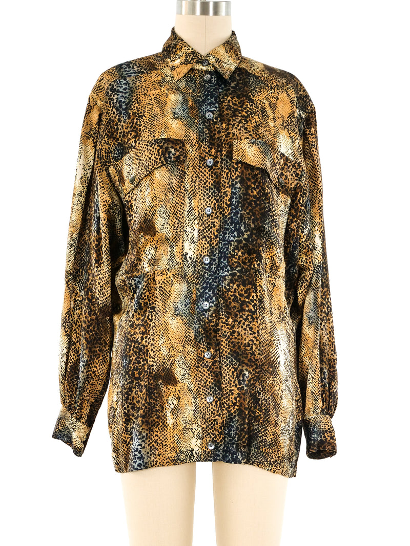 Escada Animal Printed Silk Blouse Top arcadeshops.com