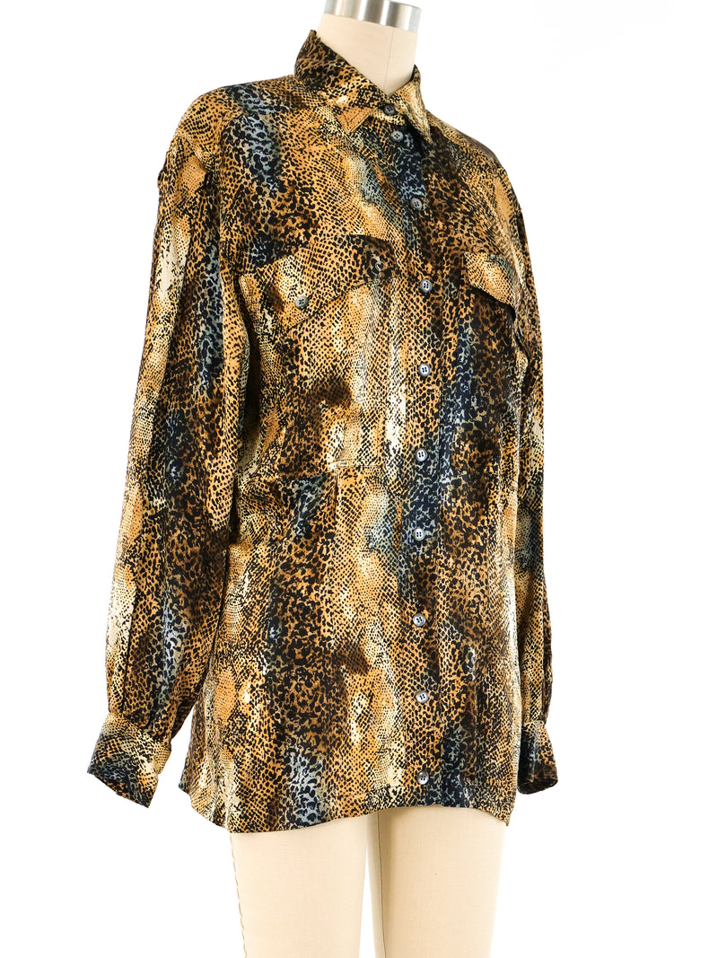Escada Animal Printed Silk Blouse Top arcadeshops.com