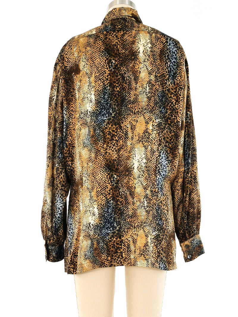 Escada Animal Printed Silk Blouse Top arcadeshops.com