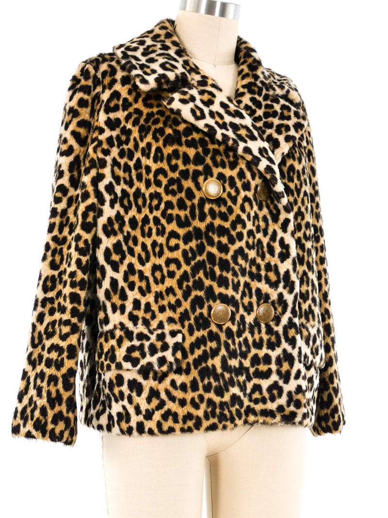 Leopard Faux Fur Cropped Jacket Jacket arcadeshops.com