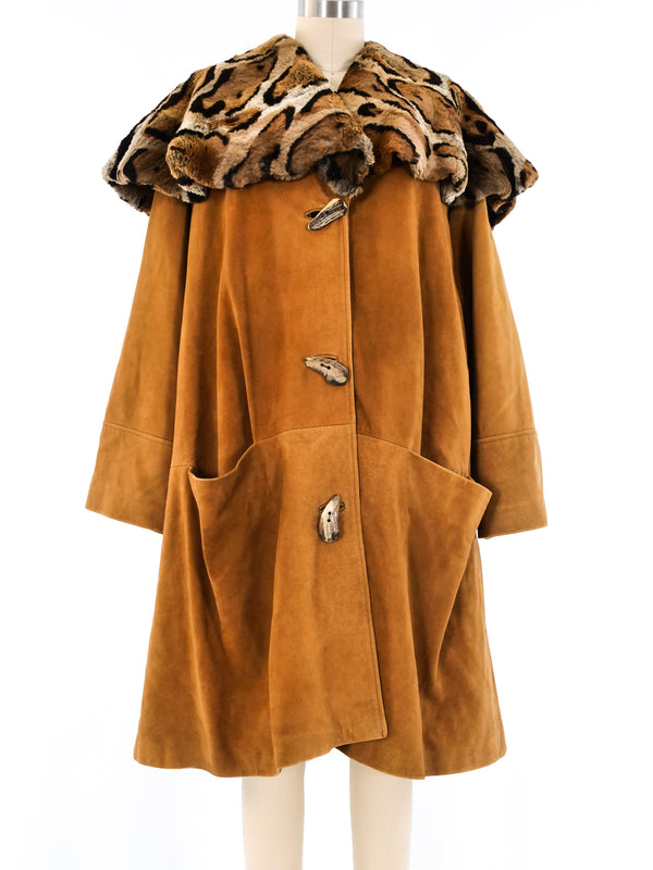 Fur Collar Suede Swing Coat Outerwear arcadeshops.com