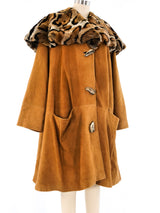 Fur Collar Suede Swing Coat Outerwear arcadeshops.com