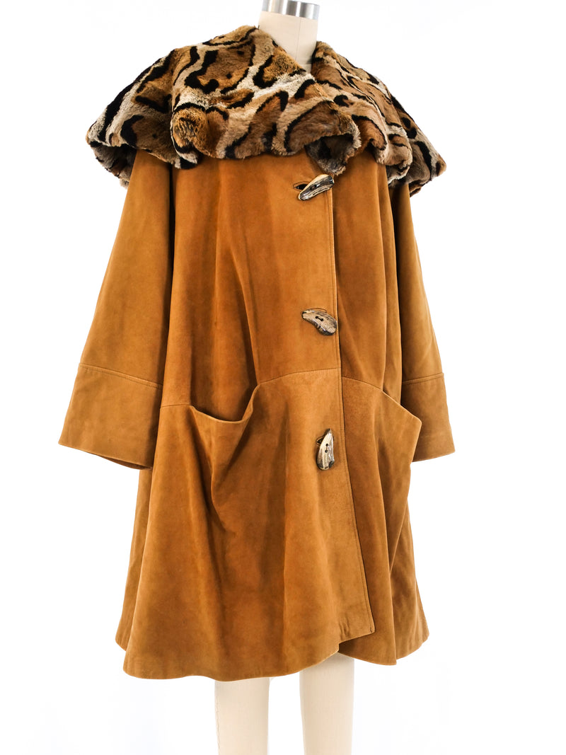 Fur Collar Suede Swing Coat Outerwear arcadeshops.com