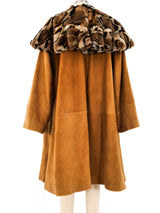 Fur Collar Suede Swing Coat Outerwear arcadeshops.com