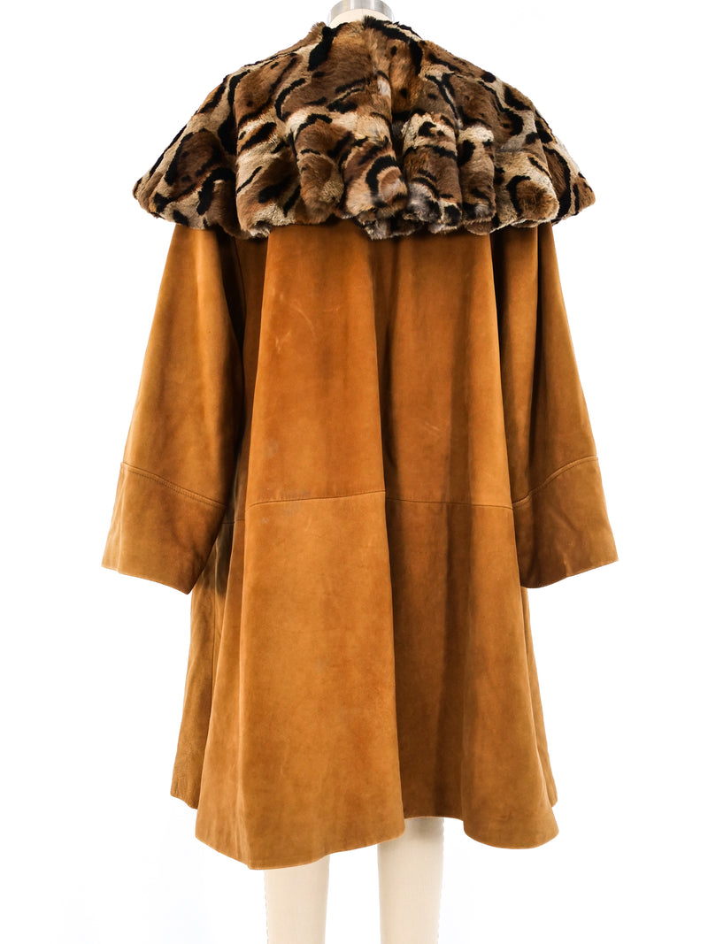 Fur Collar Suede Swing Coat Outerwear arcadeshops.com