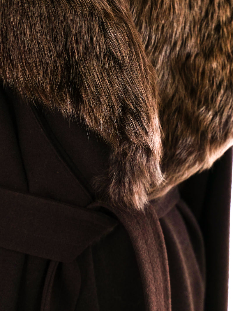 Thierry Mugler Fur Trimmed Overcoat Outerwear arcadeshops.com