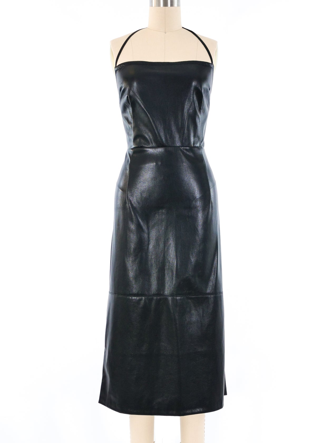Prada Lace Up Leather Halter Dress Prada Lace Up Leather Halter Dress
