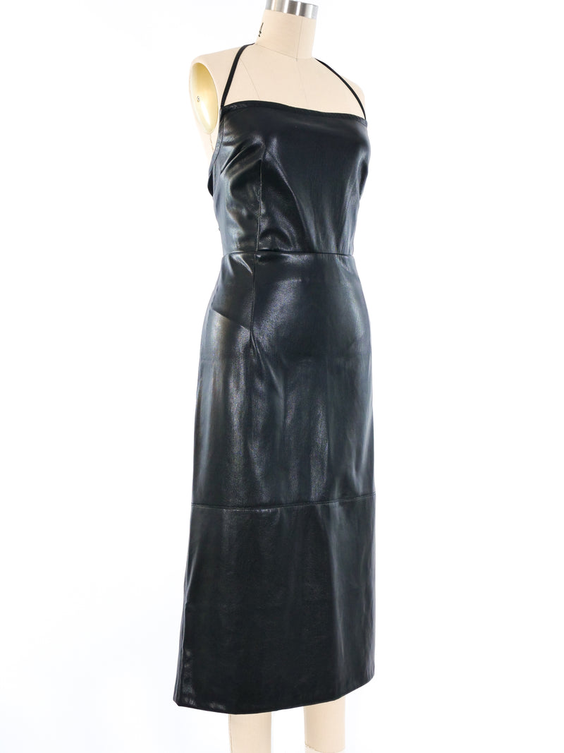 Prada Lace Up Leather Halter Dress Dress arcadeshops.com