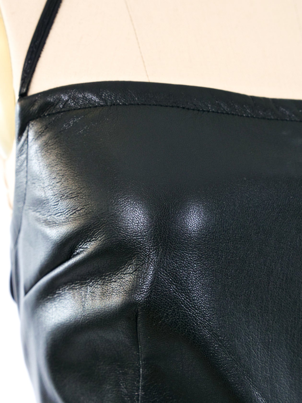 Prada Lace Up Leather Halter Dress